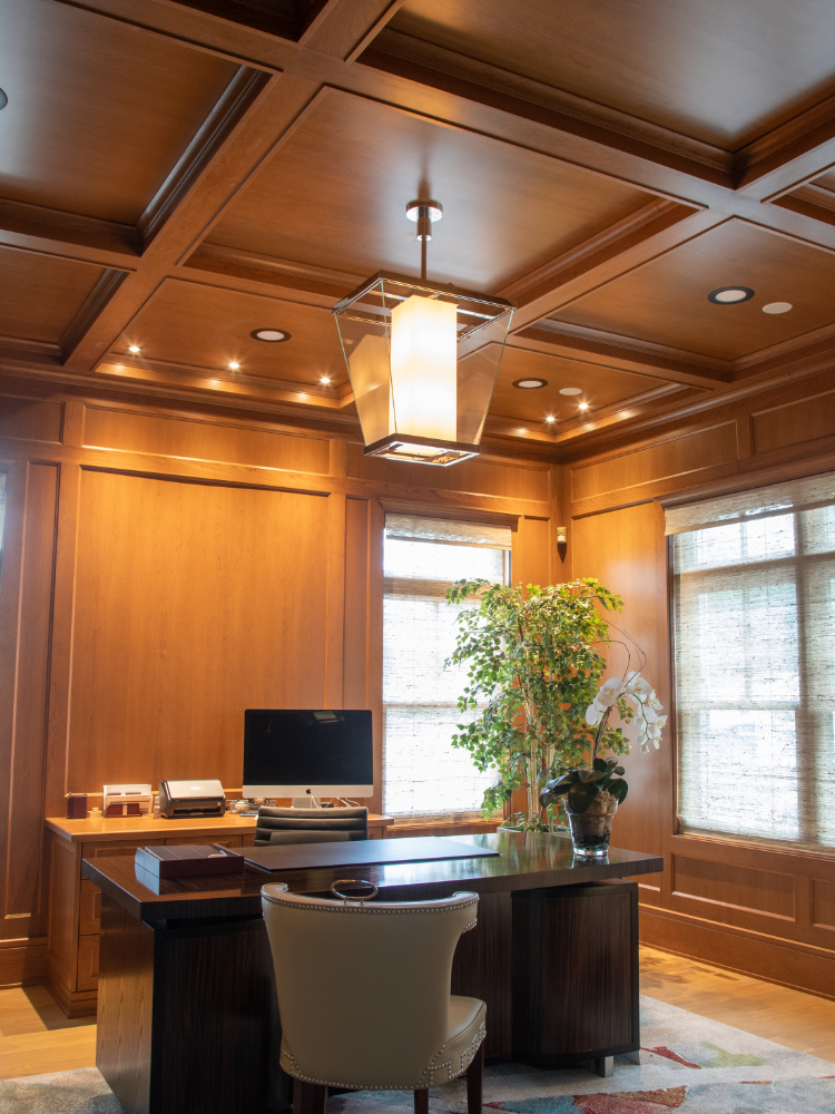 Wood Stained Coffered Paneling